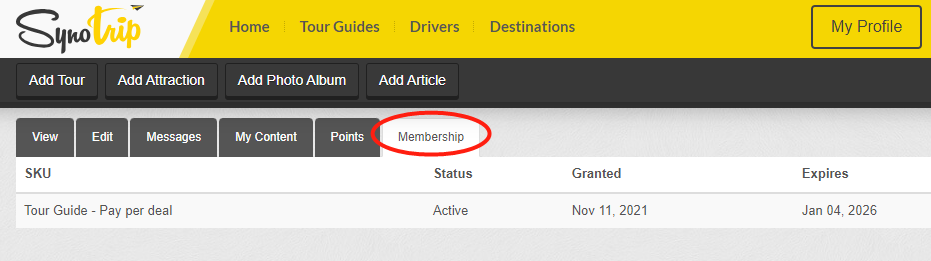 User checking membership